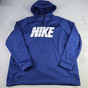 Nike Dri Fit Fitness Hoodie Men's 3XL Blue Pullover Drawstring Casual